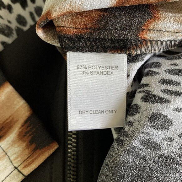 Mona Leah Couture Top Medium Zip Up Long Sleeve Animal Print Artsy Unique - Picture 5 of 5